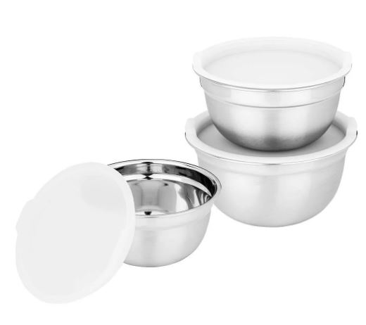Набор Мисок Agness С Крышками, 6 Пр, 0,6/1/1,3 Л. D=14/16/18 Cm